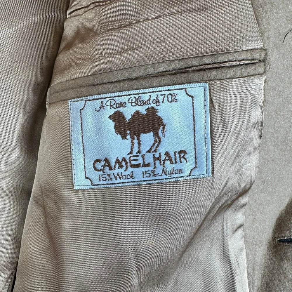 Di Benedetto 70% Camel Hair Blazer Men's 40R Brown Tan Jacket Wool Blend USA